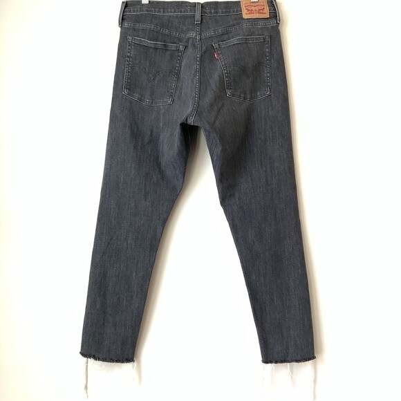 Levi’s Black Washed Wedgie Skinny Raw Hem Button Fly Jeans 31 - Picture 2 of 12